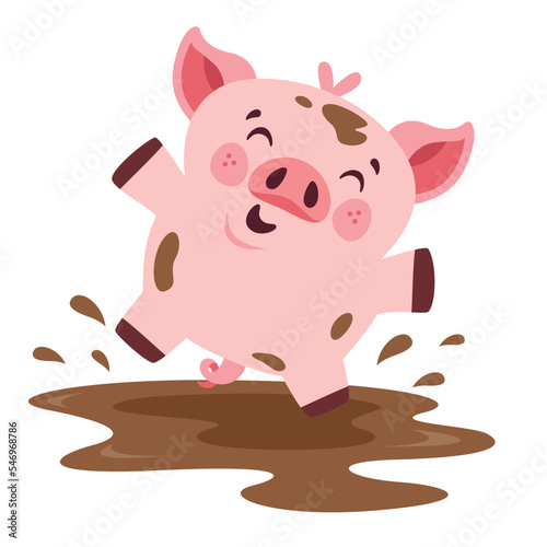 Cartoon Illustration Of A Pig