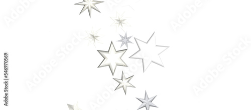 Abstract Gold Star Falling Soft Focus Background, 3D rendering.