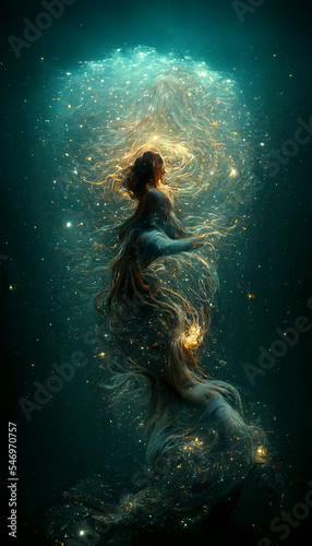 mermaid in the water digital art ai-generated