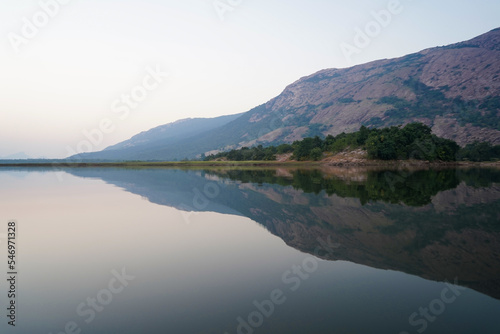 DEORI DAM SAKT, JANJGIR CHAMPA in chhattisgarh, indian lake or river or pond with mountain, mountain and water © OM RATHORE
