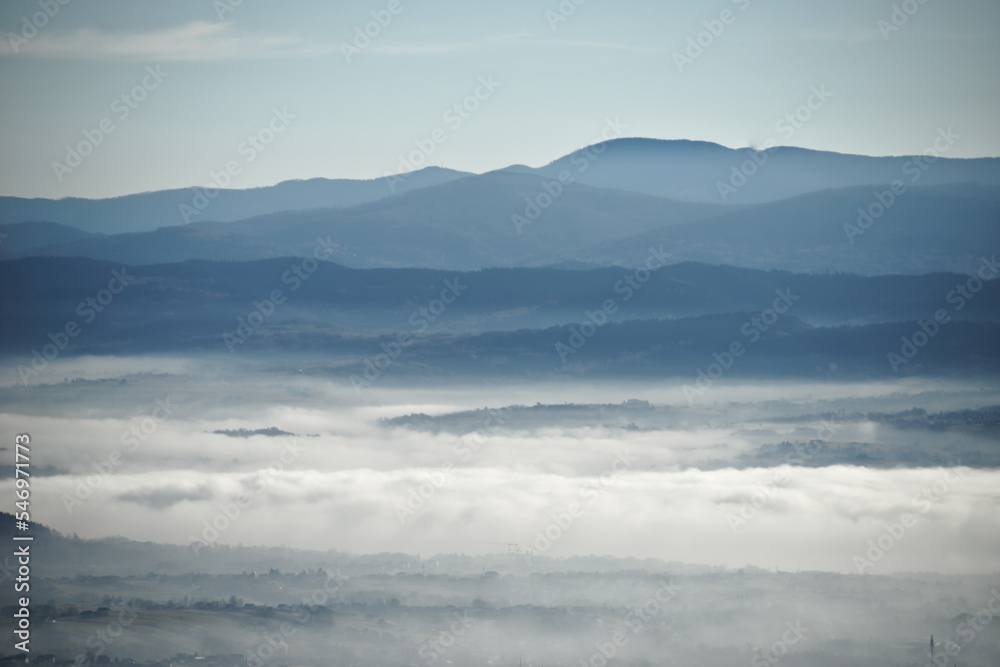 high in the mountains on a cold day