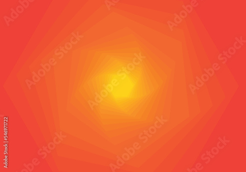 Abstract background composed of swirling hexagons in tech style gradient from light yellow to dark orange : Vector