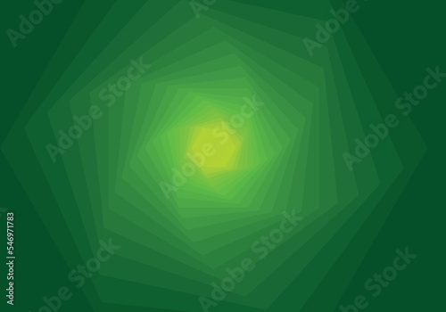 Abstract background composed of swirling hexagons in technological style gradient from light green to dark : Vector