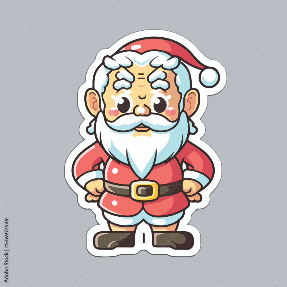 Christmas Santa sticker, xmas Santa stickers decoration. New-year holidays Christmas Santa sticker, xmas Santa stickers decoration. New-year holidays