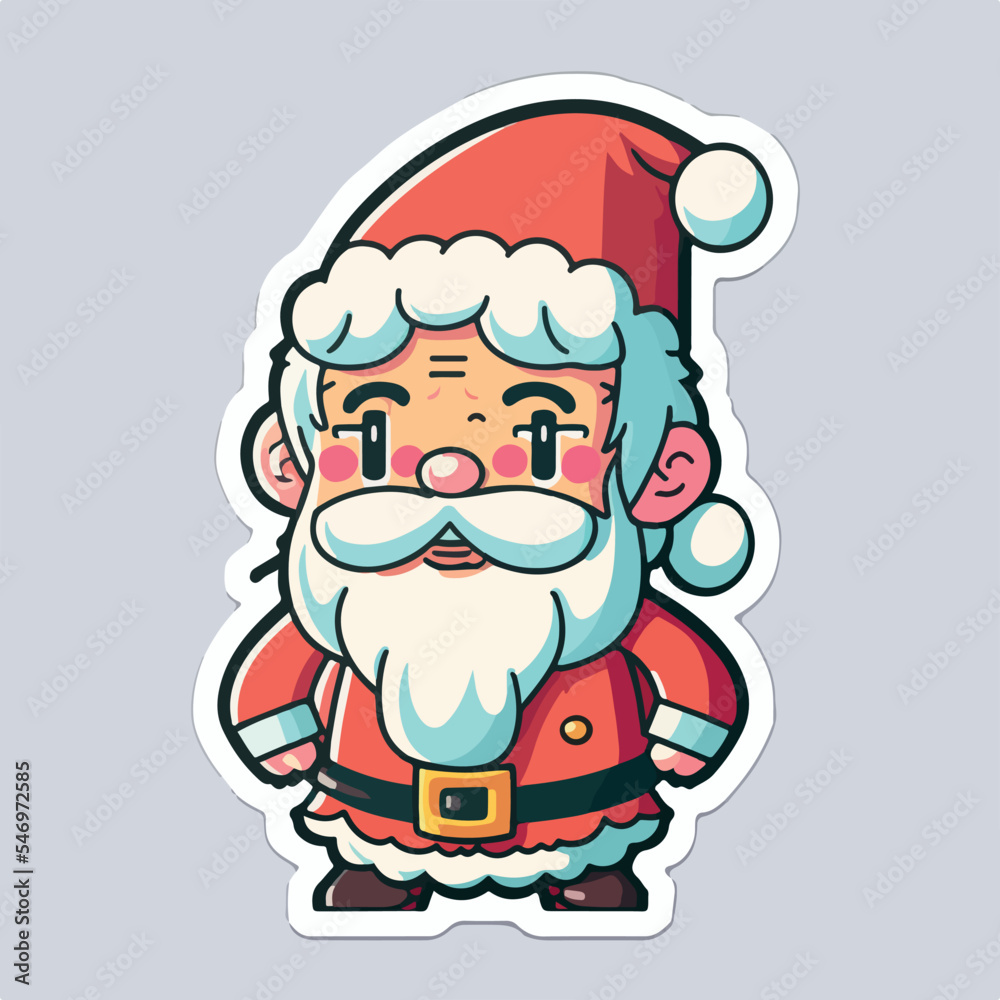 Christmas Santa sticker, xmas Santa stickers collection. New-year holidays Christmas Santa sticker, xmas Santa stickers collection. New-year holidays