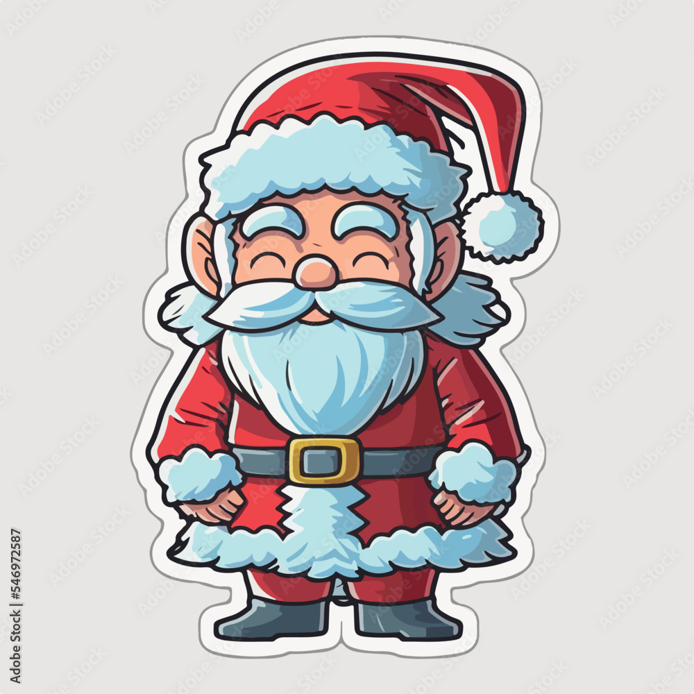 Christmas Santa sticker, xmas smiles Santa stickers print. New-year holidays Christmas Santa sticker, xmas smiles Santa stickers print. New-year holidays