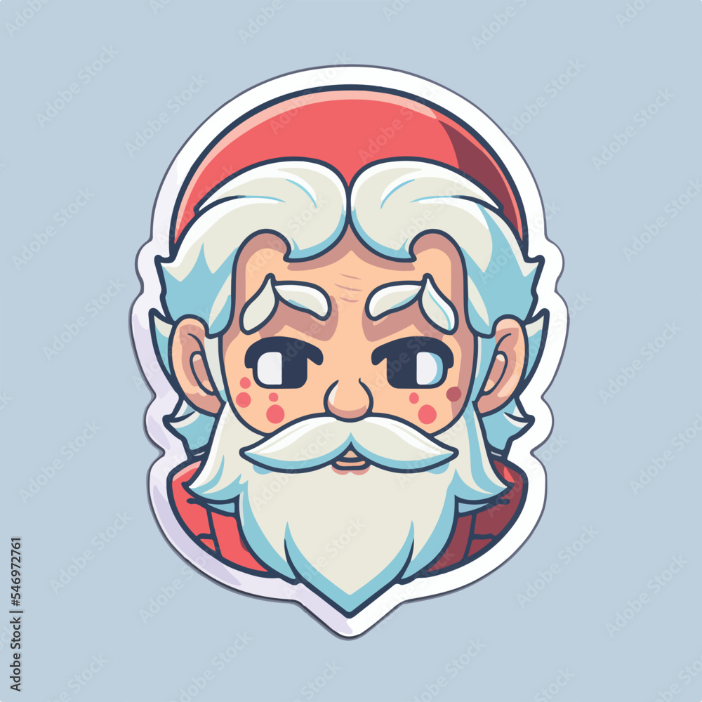 Sticker template with christmas santa,  xmas Santa stickers pack. Winter holidays