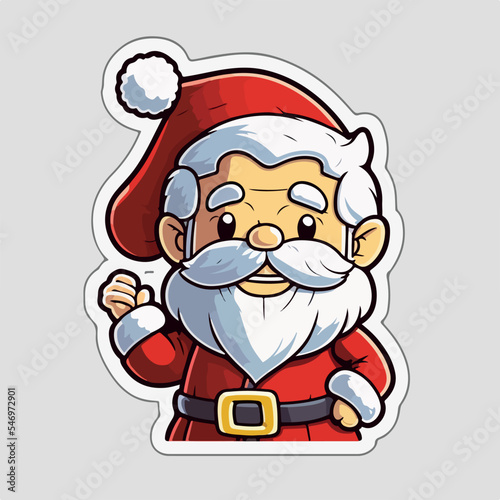 Sticker template with christmas santa, xmas Santa stickers isolated decoration. New-year collection