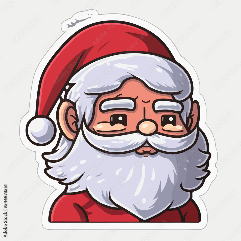 Christmas santa cartoon sticker, xmas Santa stickers pack. New-year collection