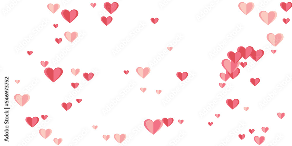Origami pink heart shapes flying vector background. Festive decorative elements. Greeting card