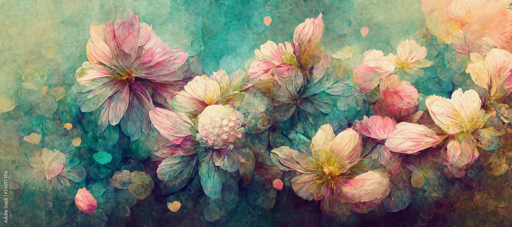 illustration of a beautiful flower background, warm pink colors