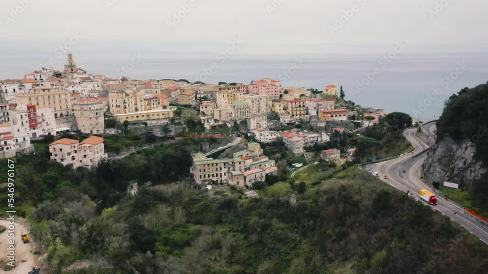 Vietri sul Mare picturesque coastal Italian town in Amalfi Coast, Campania (aerial drone view) Vietri sul Mare picturesque coastal Italian town in Amalfi Coast, Campania (aerial drone view)