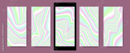 Multicolor Holography Background. Abstract Vibrant Templates for Mobile. Neon Wave Textures. Hologram Screensavers. Vector Liquid Wallpaper. Mesh Gradient Fluids. Bright Holographic Set.