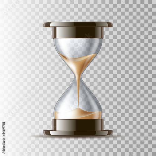 Realistic hourglass. 3D sand clock. Old-fashioned stopwatch for time measurement