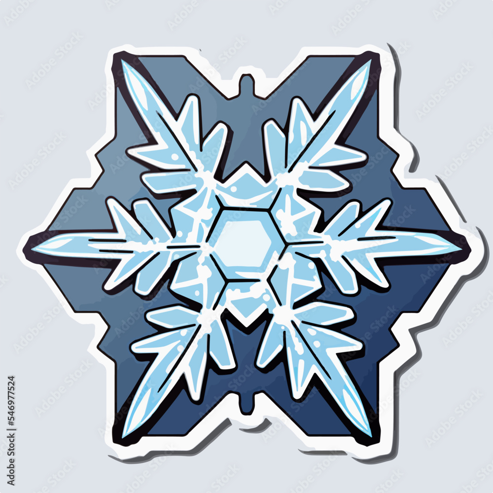 Christmas snowflake cartoon sticker, xmas cute snowflake stickers. New-year collection