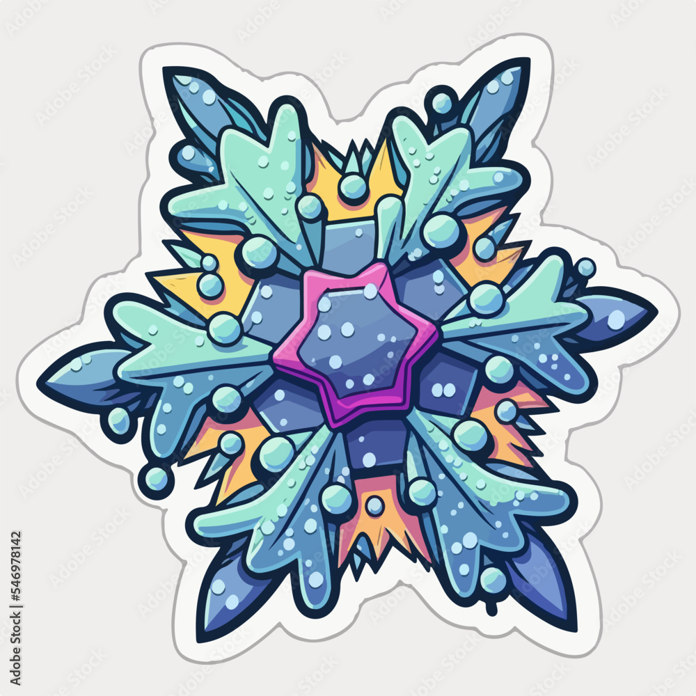 Christmas snowflake sticker, xmas snowflake printable stickers sheet. Winter collection