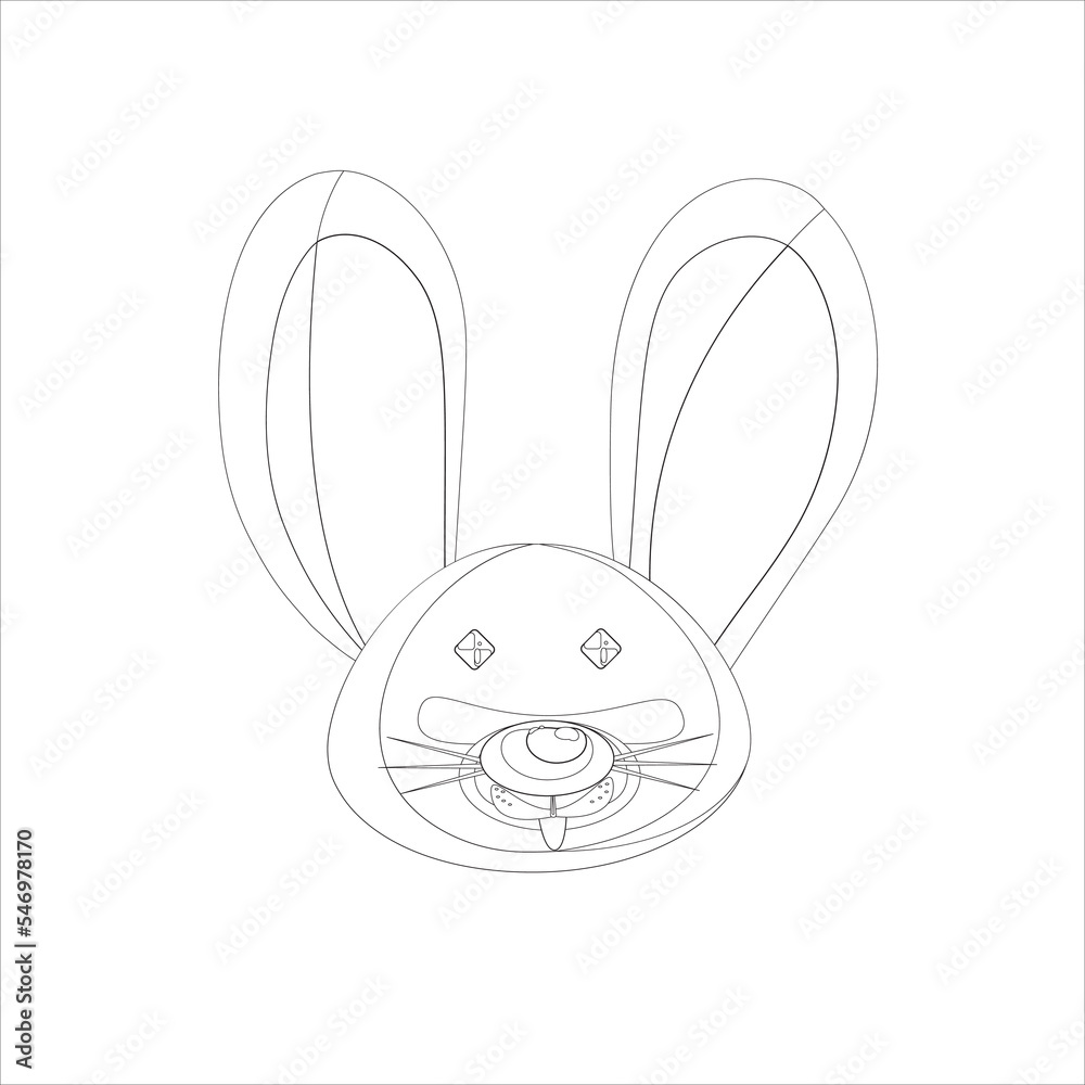Fototapeta premium Rabbit head. Linear drawing of an animal. Vector illustration.