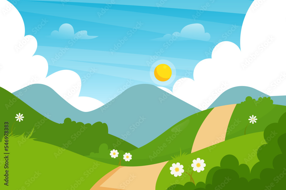 Fototapeta premium Natural landscape Cartoon vector illustration