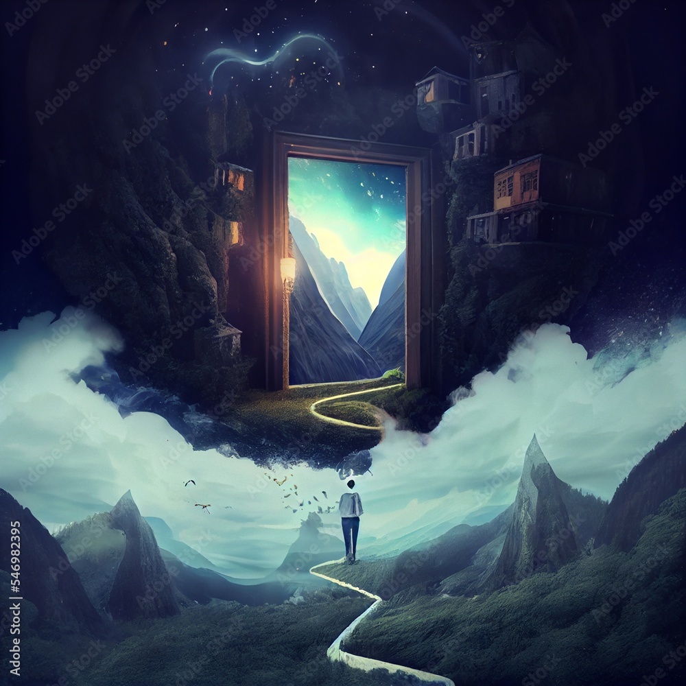 Midjourney render of a fantasy landscape ilustração do Stock | Adobe Stock