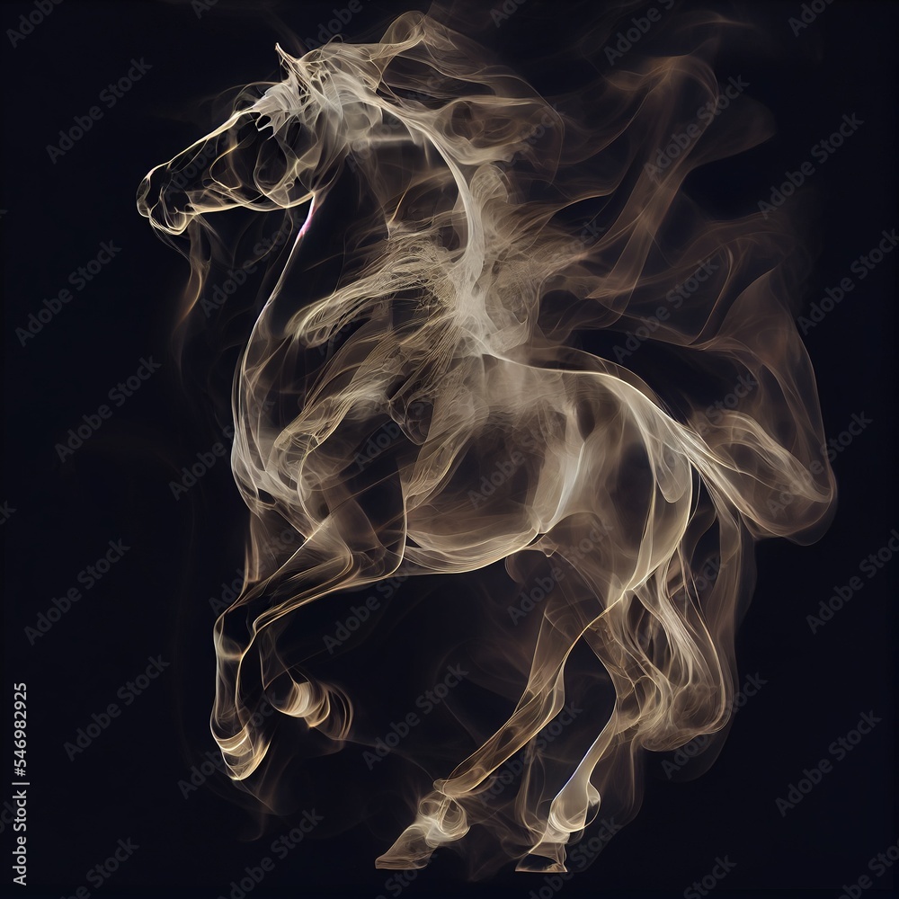 Smoke photography of horse in motion Stock Illustration Adobe Stock