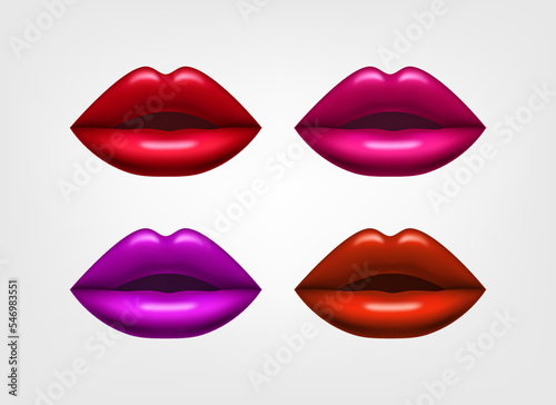 Women lips cplored with lipstick. 3d vector illustration