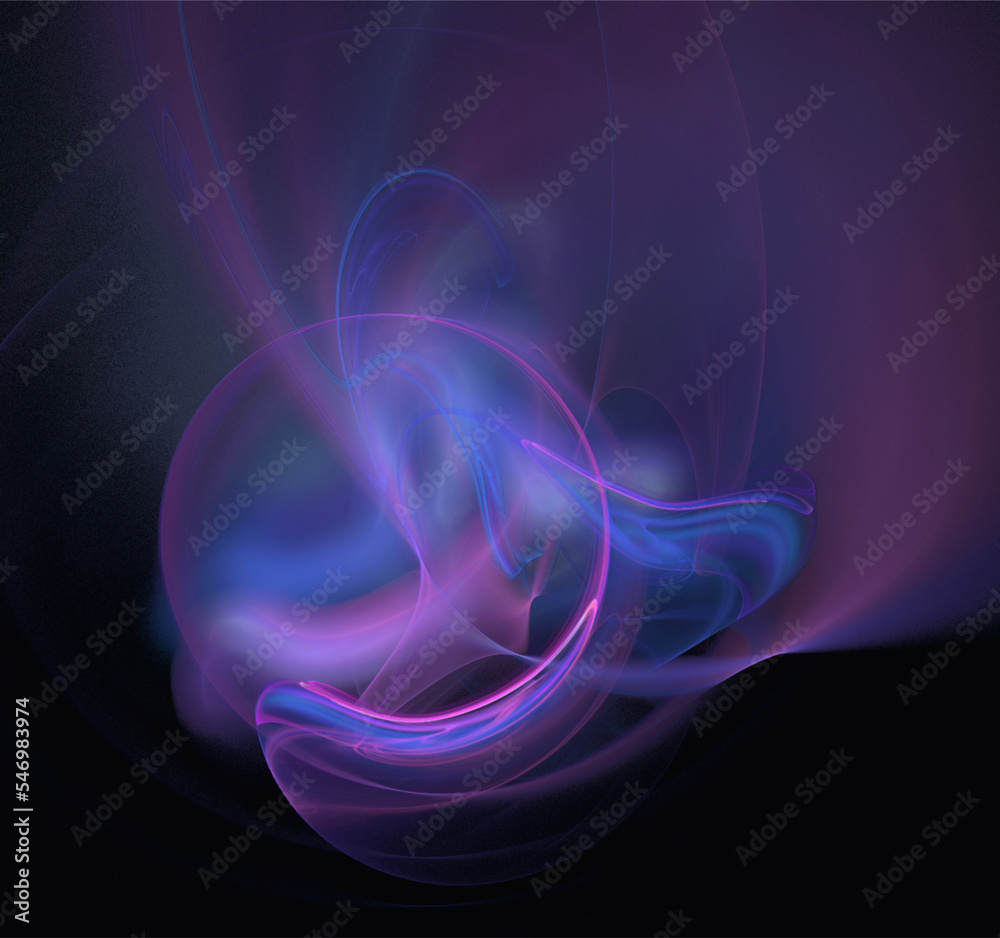 Fototapeta premium abstract purple-blue glowing pattern on black background, design, wallpaper