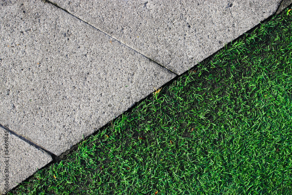 custom made wallpaper toronto digitalartificial turf and concrete tiles in a walkway in a green lawn.