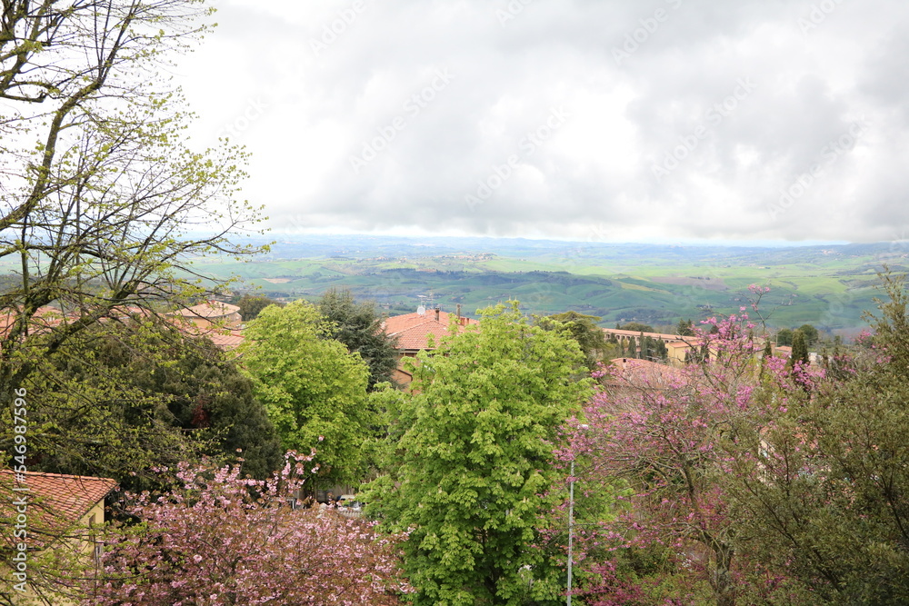Landscape view around Volterra in spring, Tuscany Italy
