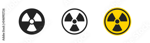 Radiation outline icon on white background. Hazard concept. Nuke symbol. Simple flat design.