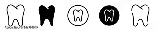 Conjunto de iconos de diente. Muela, molar. Concepto de odontología, medina, salud. Ilustración vectorial photo