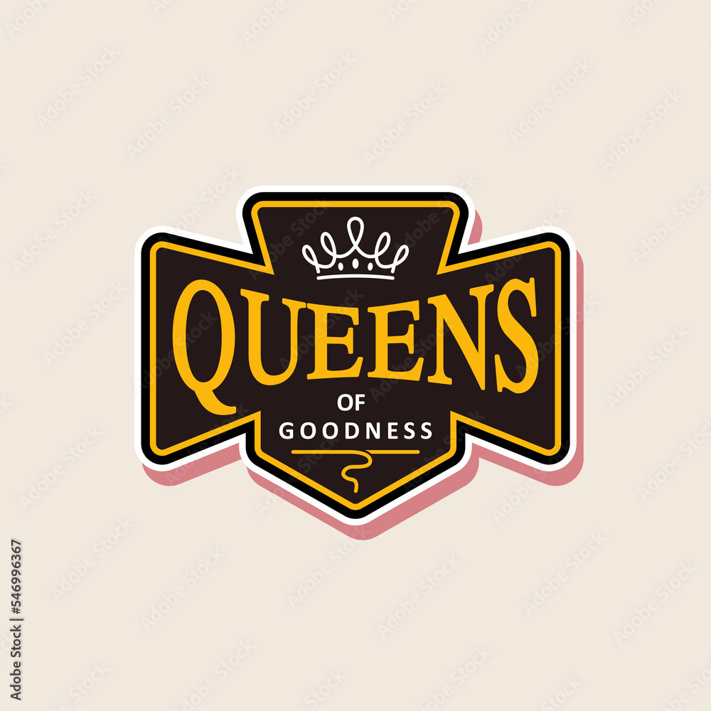 Obraz premium Queen Shield Logo With Crown Icon In Medieval Style Vector Design Inspiration