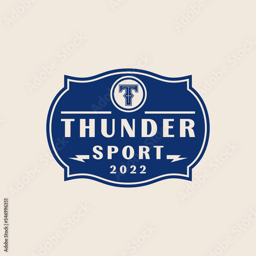 Retro Sports Badge Emblem With Initials Logo T Vector Design