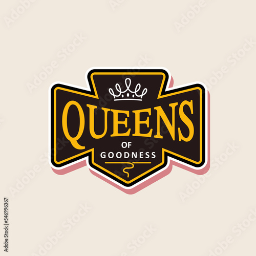 Queen Shield Logo With Crown Icon In Medieval Style Vector Design Inspiration