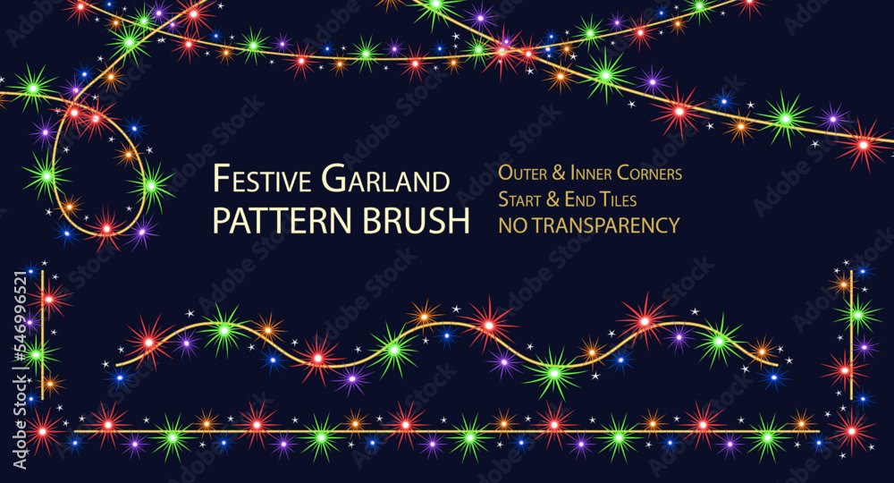 Pattern seamless brush with festive colorful garland.