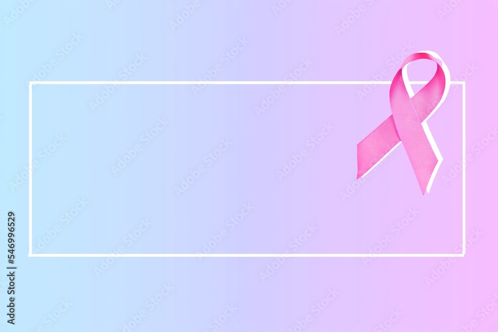 Cancer concept. Silk pink ribbon for support