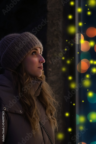 A beautiful girl in a Christmas fairytale state.