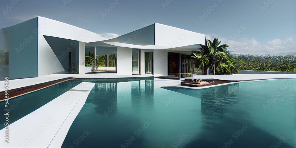 Fototapeta premium Luxury modern villa with swimming pool