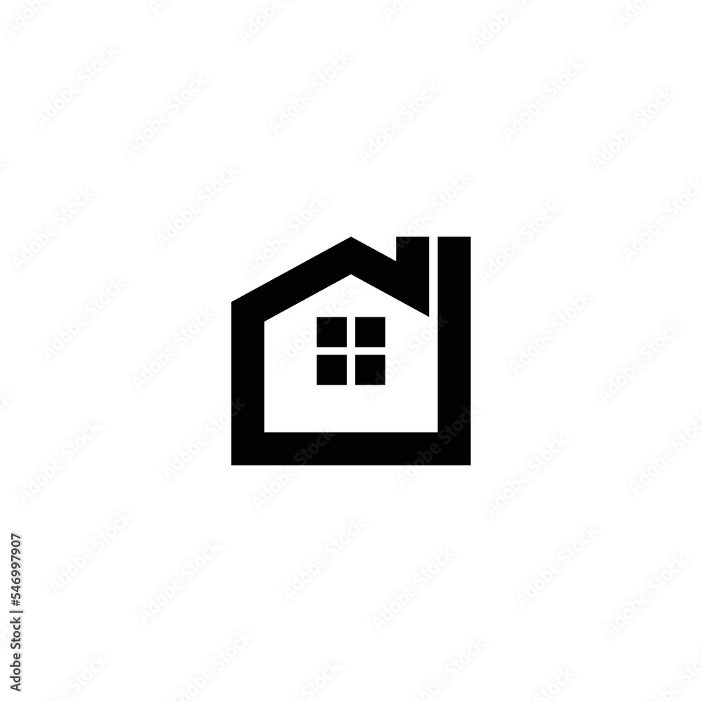Simple House Logo Design Concept Vector in Black and White. Building Logo Template