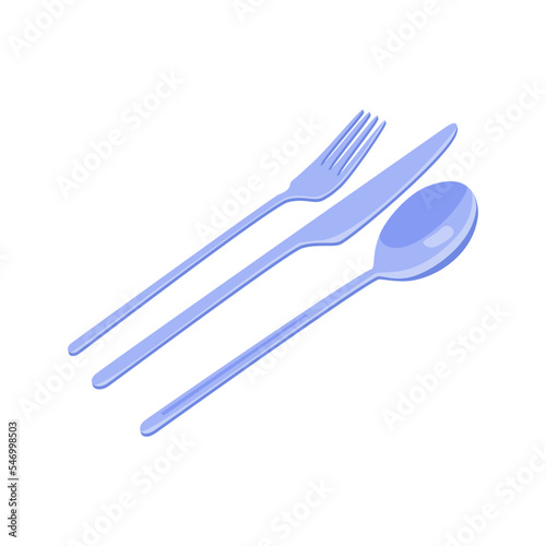 Isometric Cutlery icon. Spoon, forks, knife. restaurant business concept, vector illustration. Fork spoons and knife