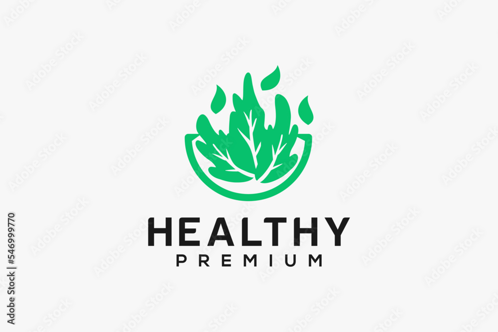 spinach healthy food logo