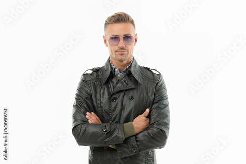 trendy adult grizzled cool guy. studio shot of grizzled guy. adult grizzled guy in glasses