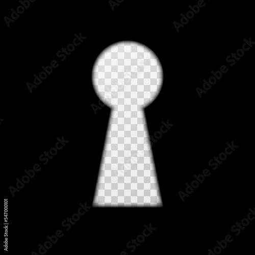 Keyhole shape icon isolated on transparent background. Door key hole. Shape of lock of door. Concept of idea search, spying, observation, business success. Vector illustration