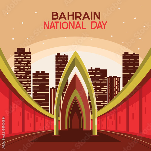 Illustration of Town Celebrate Bahrain National Day
