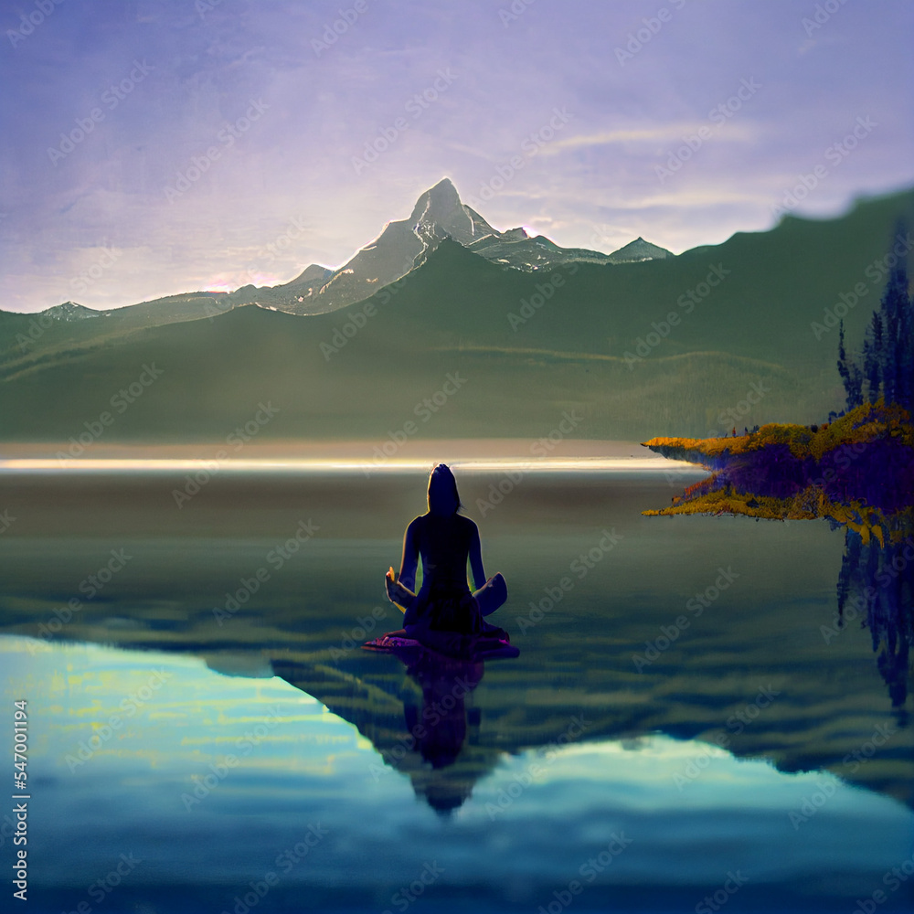 Woman doing yoga on a lake