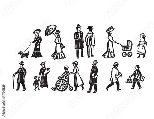 set of victorian people