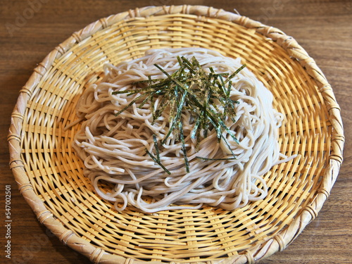 
Tokyo,Japan - November 17, 2022: Closeup of Soba noodle or Zarusoba
 photo