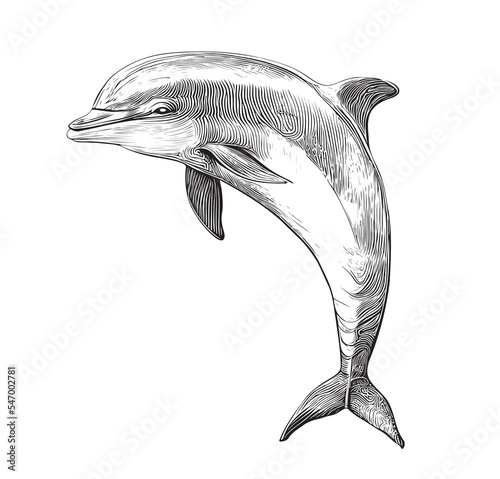 Dolphin hand drawn sketch Vector illustration