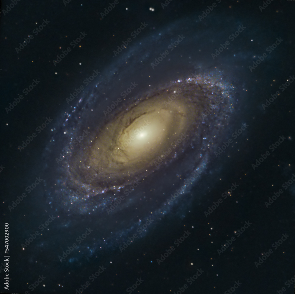 Grand Design Galaxy Messier 81, Bode's Galaxy in the Constellation of Ursa Major seen with stars