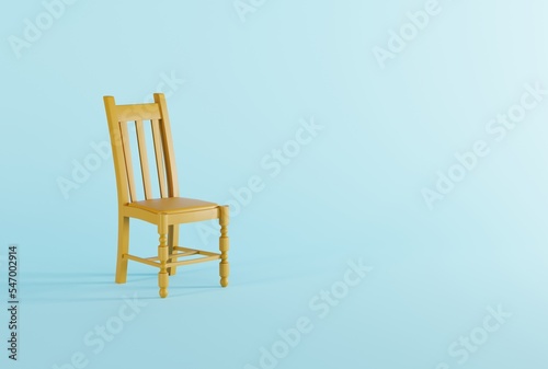 Classic chair on a blue background. Minimalist concept  building a modern apartment  home furnishing. 3D render  3D illustration.