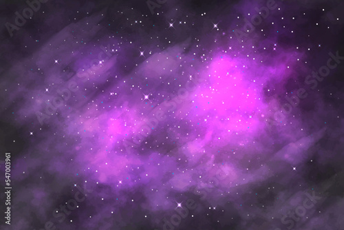 Space background with stardust and shining stars. Realistic colorful cosmos with nebula and milky way. Purple galaxy background. Beautiful outer space. Infinite universe. Vector illustration © Mustafa